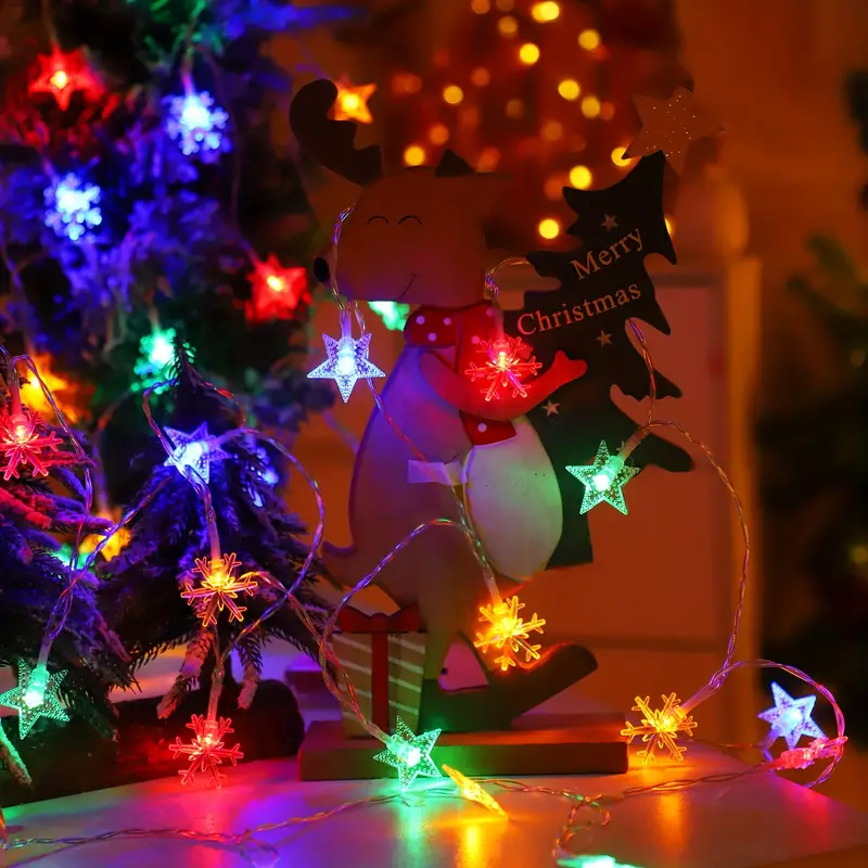 Decoração de Natal em forma de floco de neve - cordão colorido